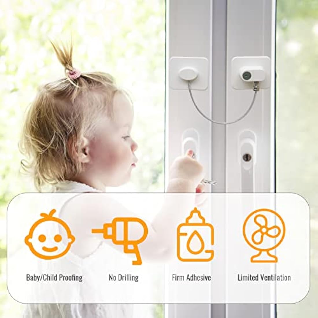 2-Pack Adhesive Window Safety Locks | Childproof Fridge Locks