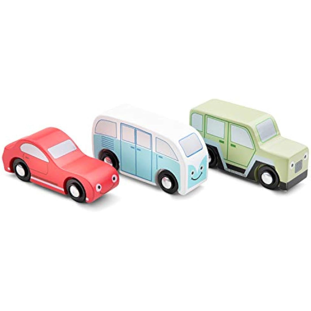 New Classic Toys Wooden Cars Set – 3 Piece Montessori Toy Vehicles