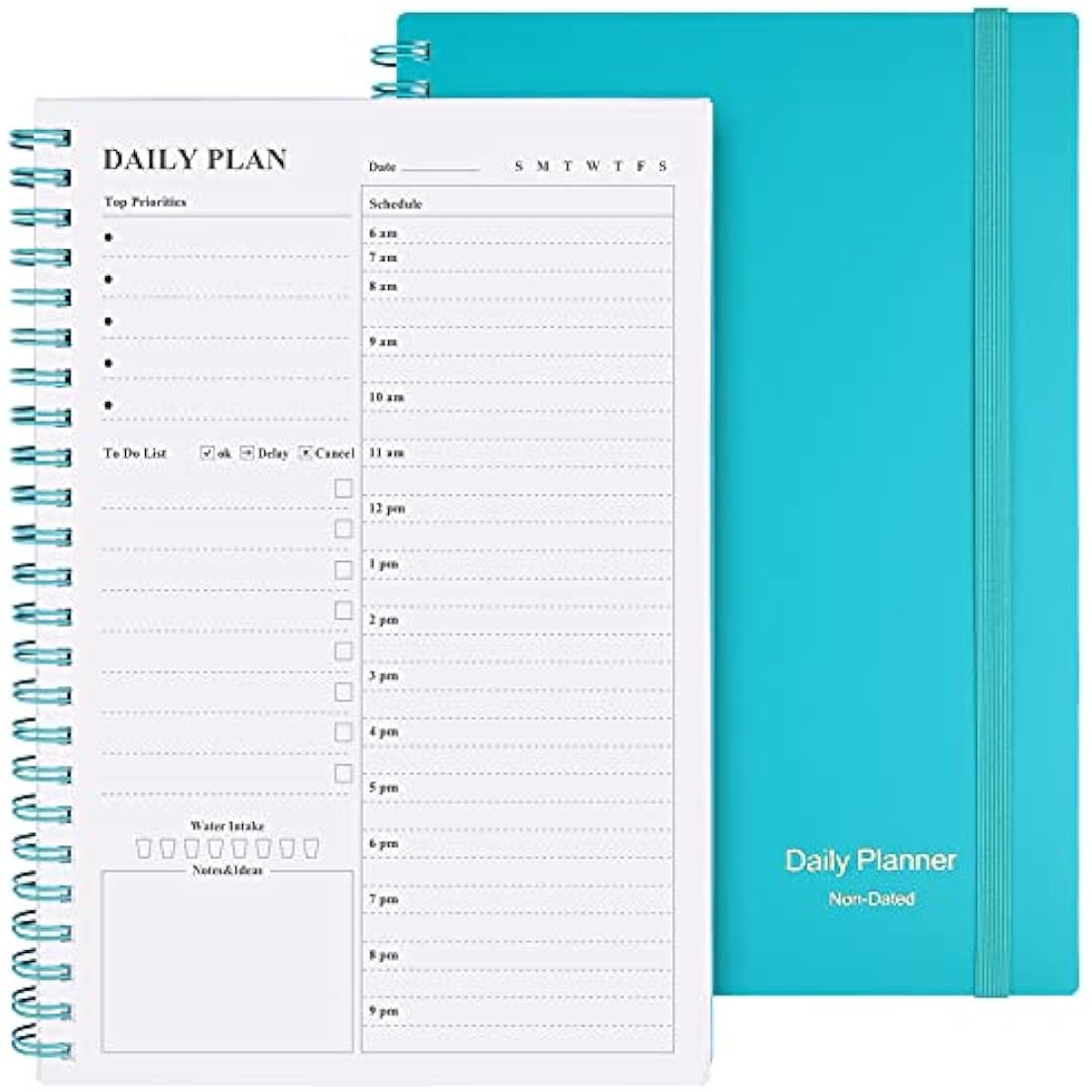 Undated Daily Planner | Hourly Task Organizer - Blue PVC