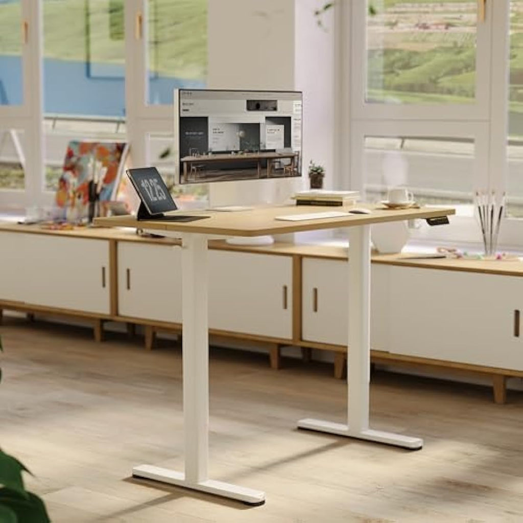 Claiks Electric Standing Desk Frame | Height Adjustable Steel Legs, White