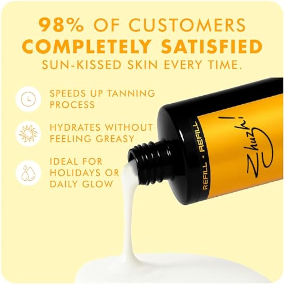 Zhuzh! Tan Accelerator Refill – 500ml Melanin Booster with Shea Butter