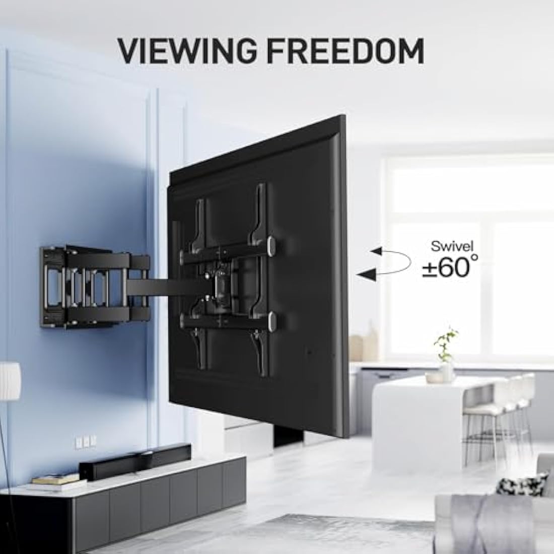 Perlesmith TV Wall Mount | 37-85 Inch Swivel Tilt Bracket | Max 60kg