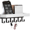 Wall Mounted Key Holder with Wood Tray and 6 Hooks