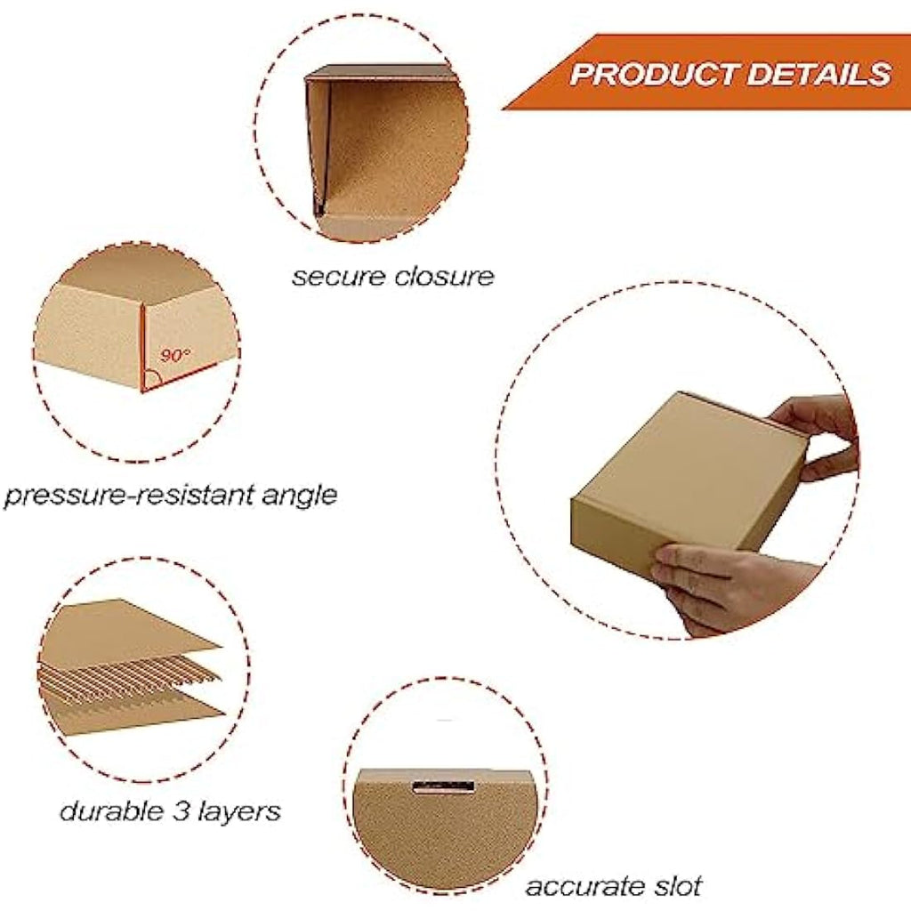 Jolof Store 7x5x2 Brown Corrugated Shipping Boxes - 25 Pack Small Mailers
