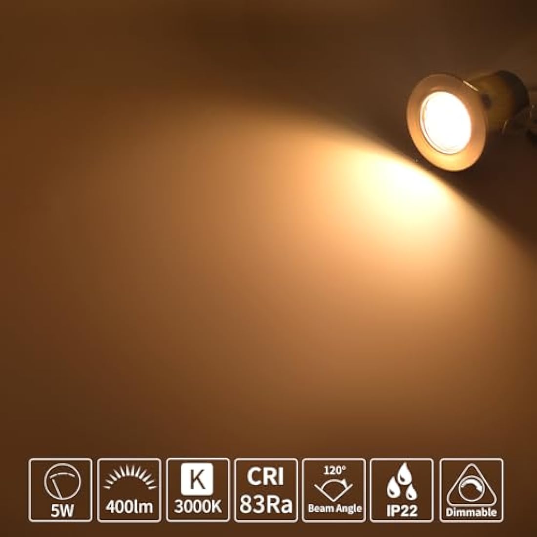 HiBay 4-Pack Fire Rated GU10 LED Downlights | Dimmable Brushed Chrome