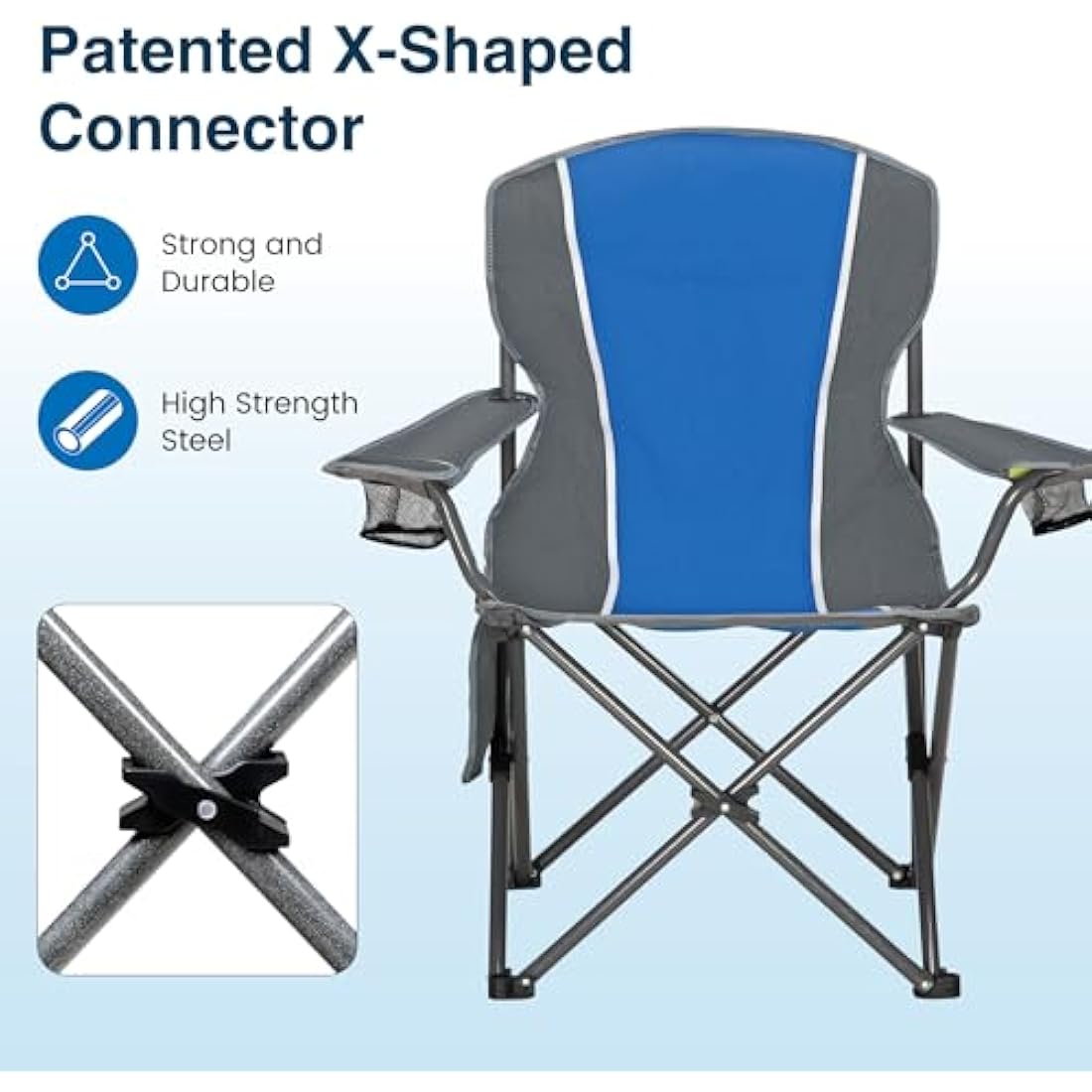 ALPHA CAMP Heavy Duty Folding Camping Chair – 160kg Oversized Portable