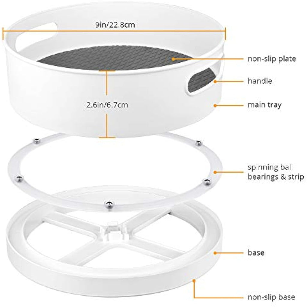 Lazy Susan Turntable Spice Rack – 9" Non-Slip 2-Pack