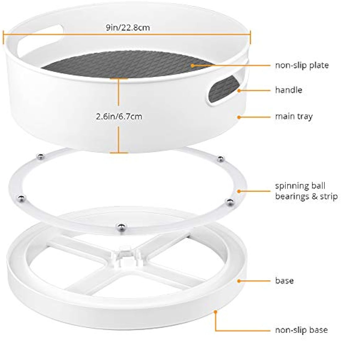 Lazy Susan Turntable Spice Rack – 9" Non-Slip 2-Pack