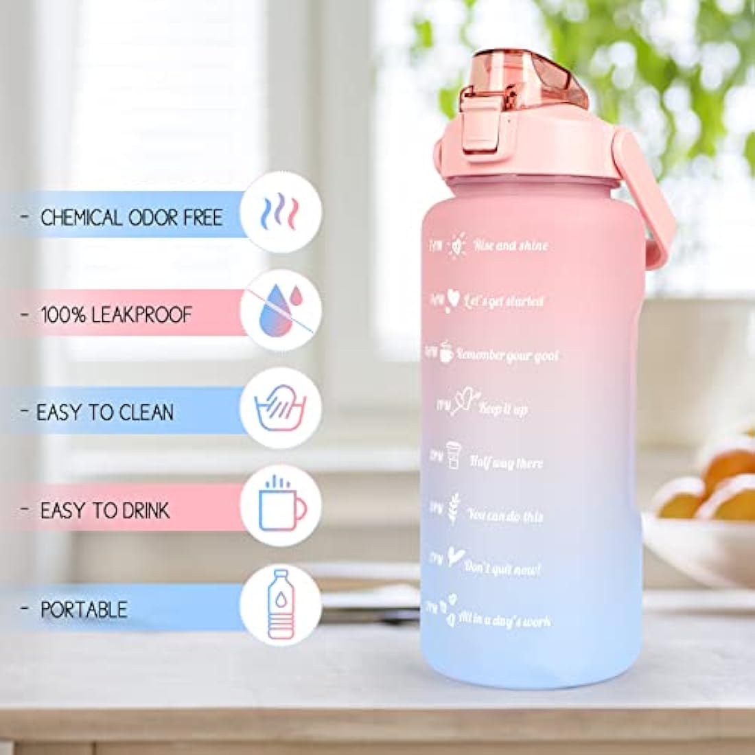 Jolof Store 2L Motivational Water Bottle | BPA Free Leakproof Sport Jug