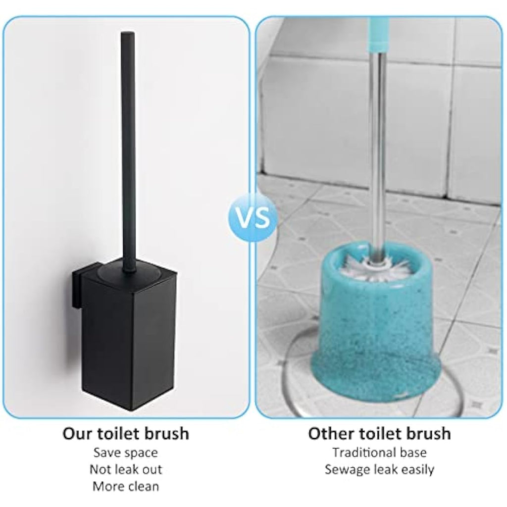 BGL Wall-Mounted Square Toilet Brush Holder | 304 Stainless Steel Black