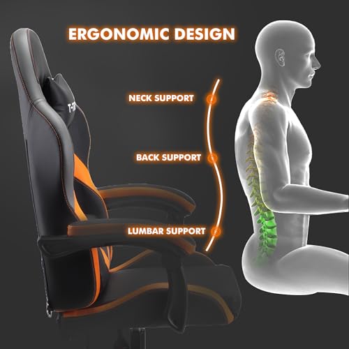 T-THREE Ergonomic High-Back Mesh Gaming Chair with Lumbar Support - White