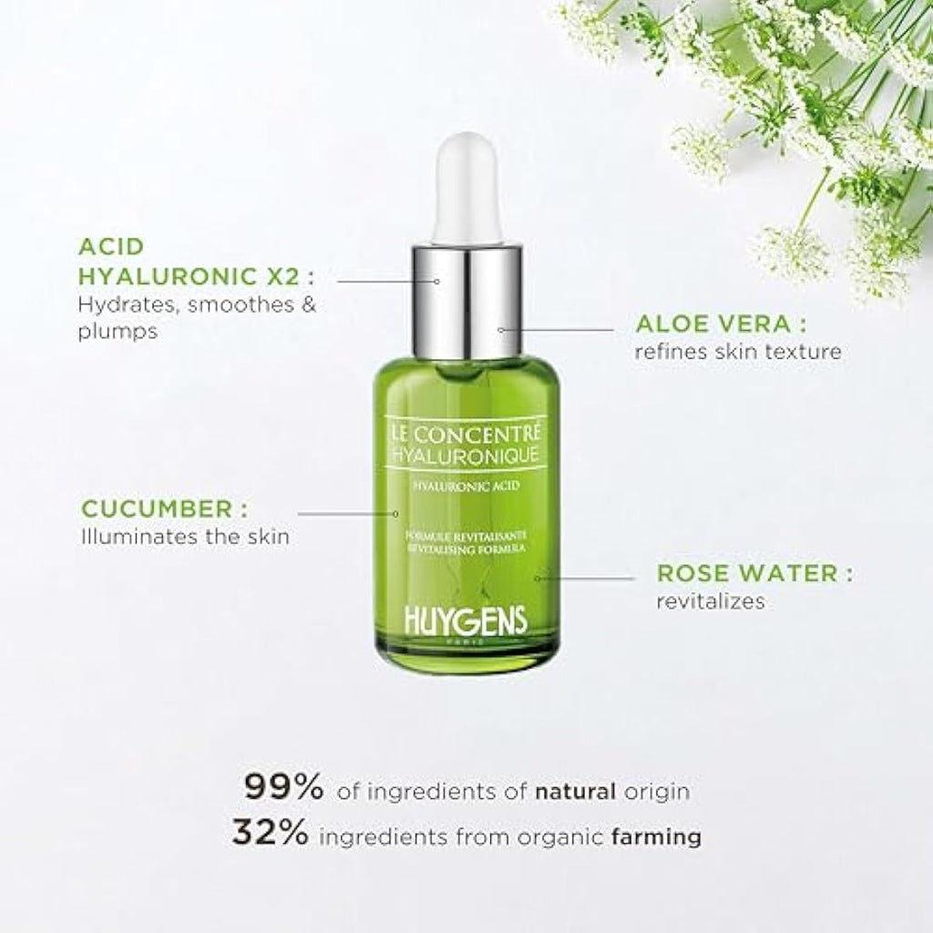 HUYGENS Hyaluronic Acid Concentrate – Organic Hydrating Serum - 30mL