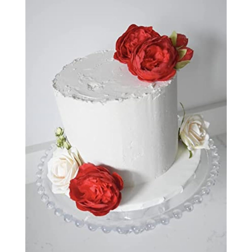 Silk Peony and Tea Rose Artificial Bouquet - Christmas Red