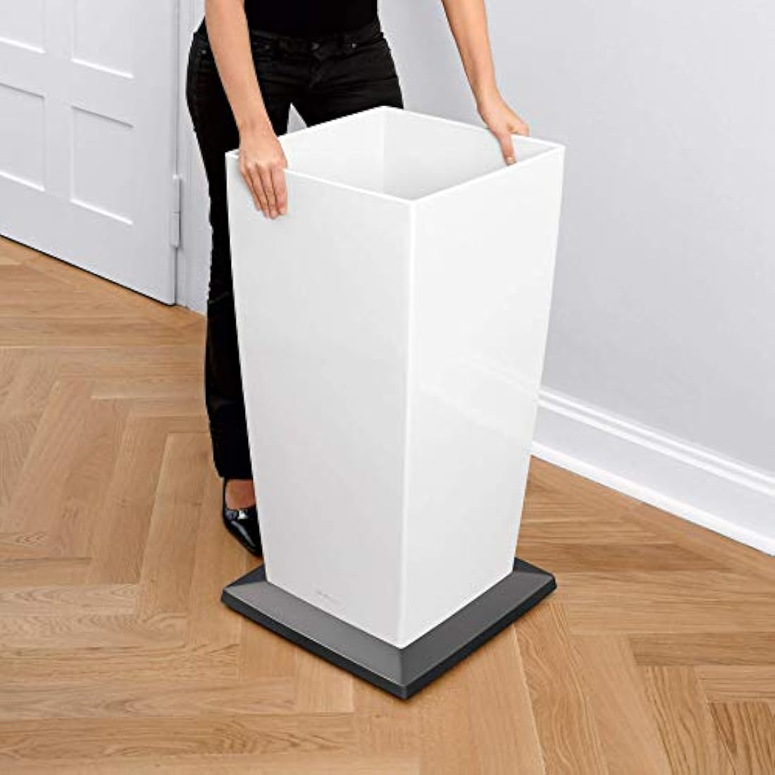 Lechuza Cubico 40 Self-Watering Planter | Charcoal Metallic Plastic Pot