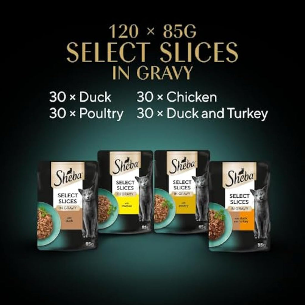 Sheba Wet Cat Food Slices in Gravy - Poultry Selection 120x85g