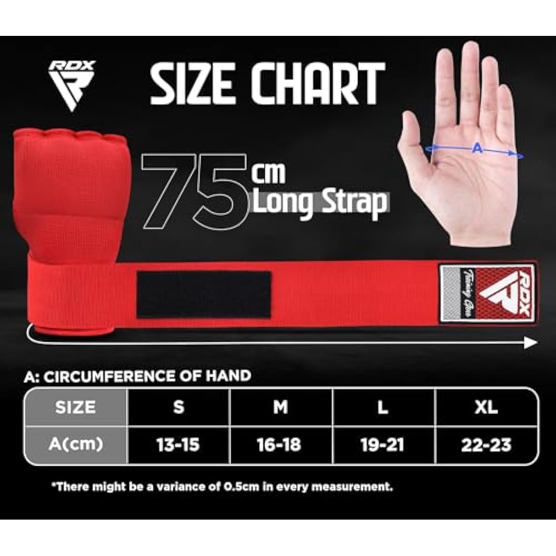 RDX Gel Boxing Inner Gloves – Padded Hand Wraps with 100cm Wrist Straps