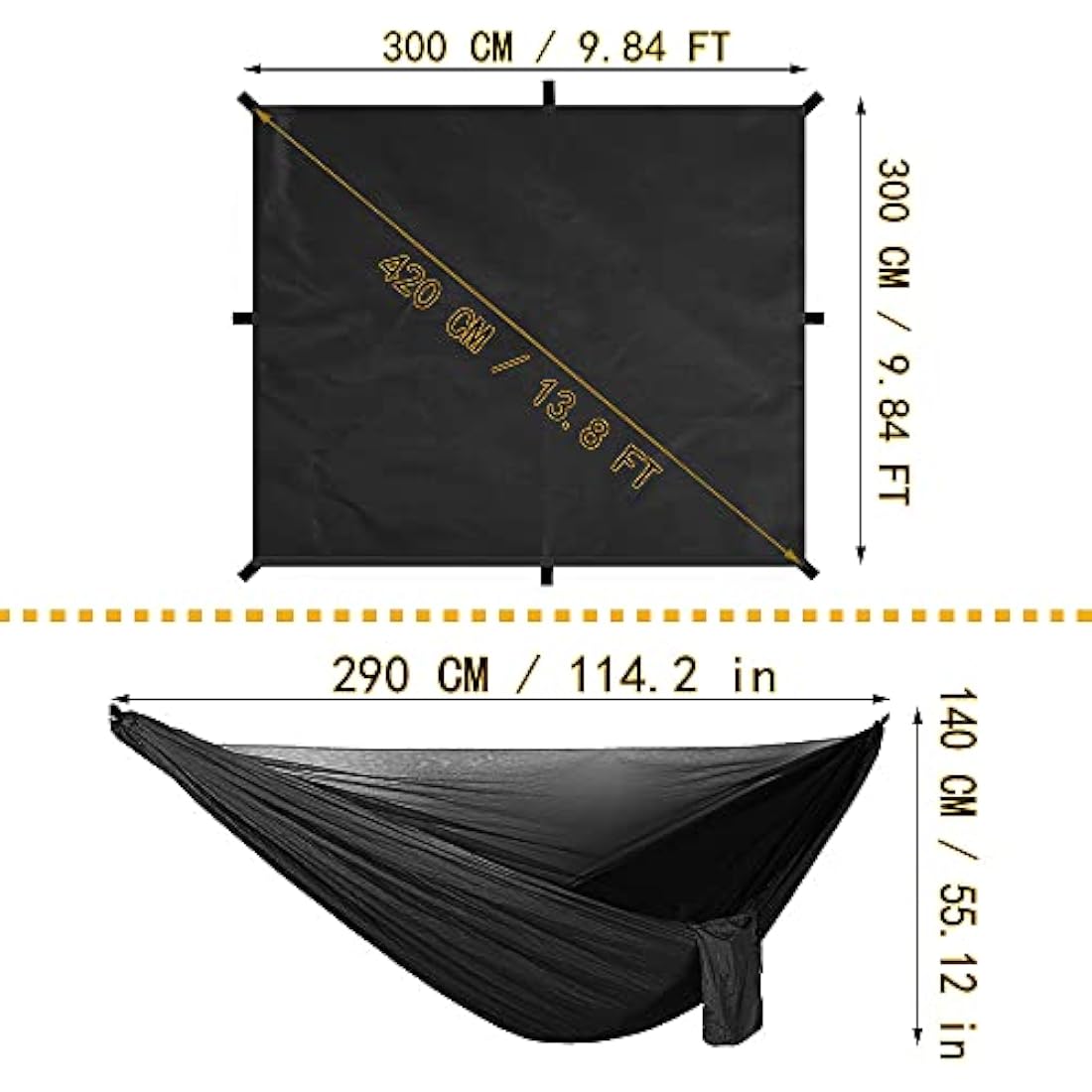 Camping Hammock with Mosquito Net and Waterproof Rainfly