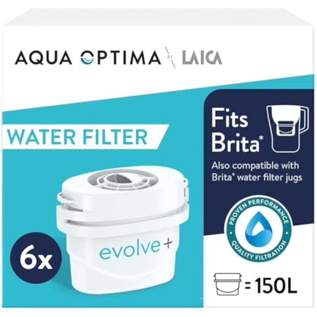 Aqua Optima Evolve+ Water Filter Cartridges | 6 Pack | Brita Compatible