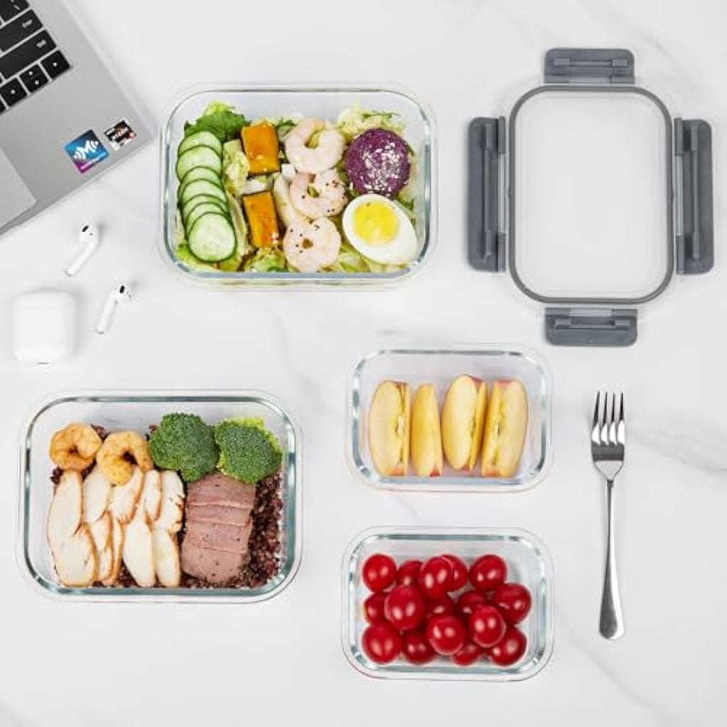 Vtopmart 8-Pack Borosilicate Glass Meal Prep Containers | Leak-Proof Lids