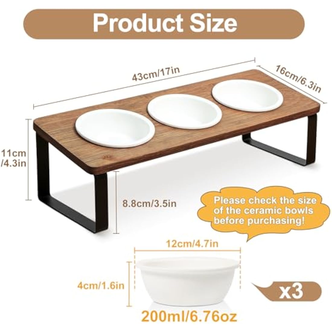 GUUSII HOME Raised Cat Bowl - Tilted Ceramic Elevated Feeding Station
