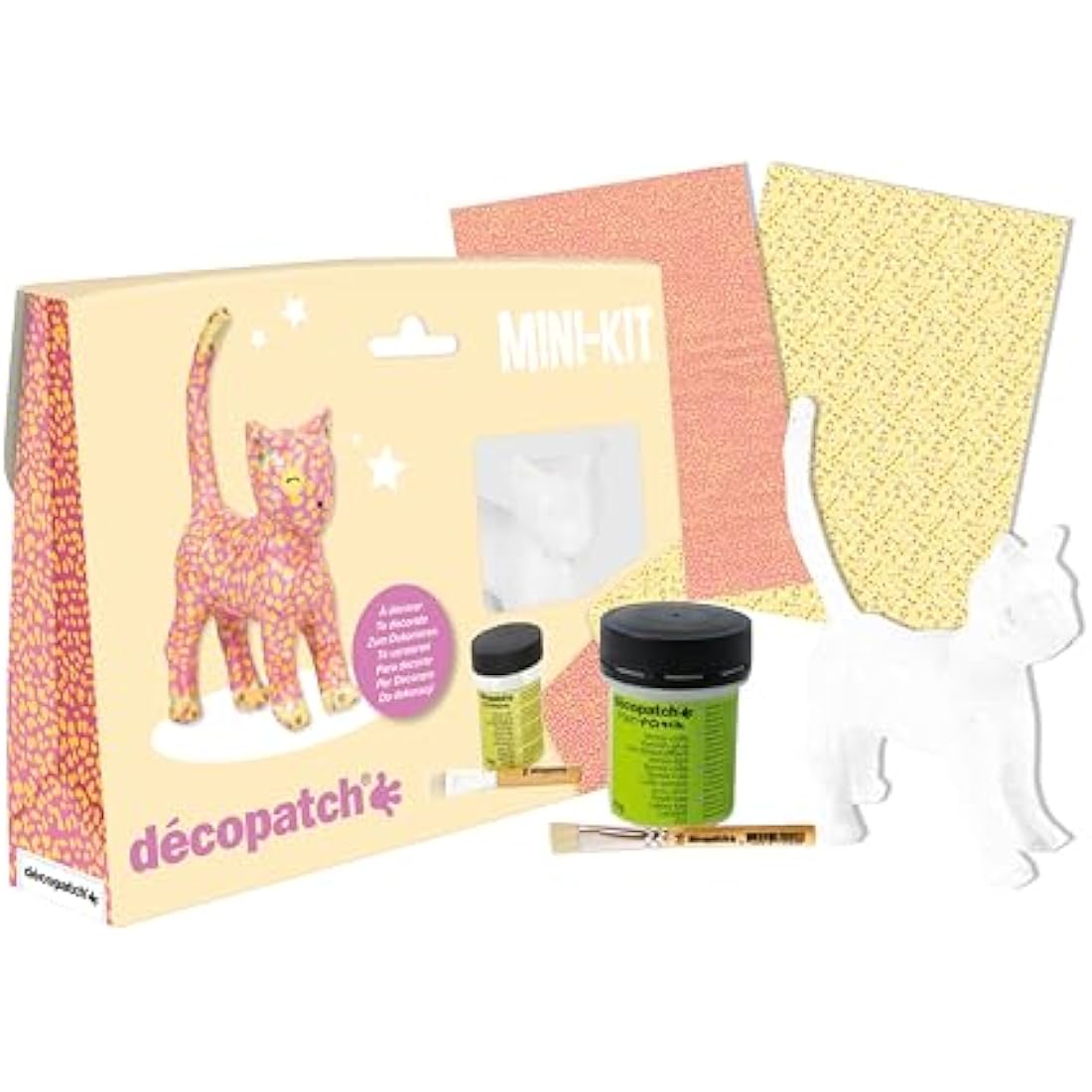 Décopatch Cat Mini Kit – DIY Paper Mache Animal Craft Set for Kids