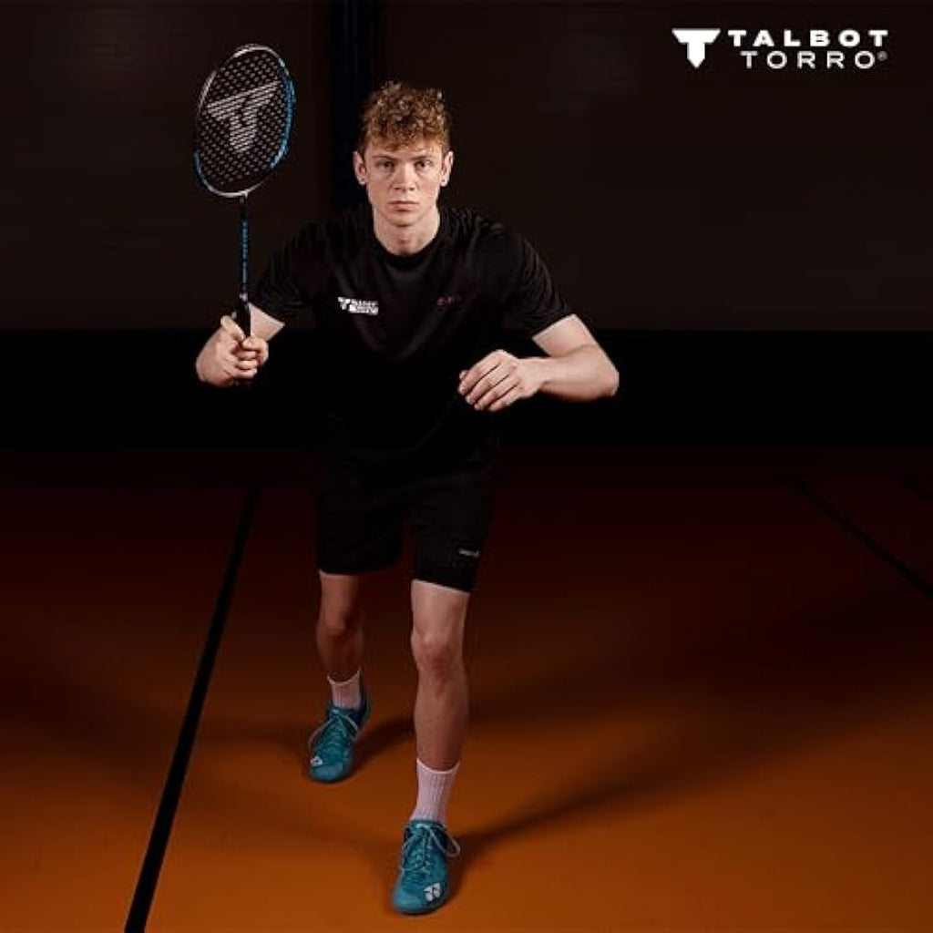 Talbot Torro Badmintonschläger Isoforce 411 – 100% Graphit, Cyan/Schwarz