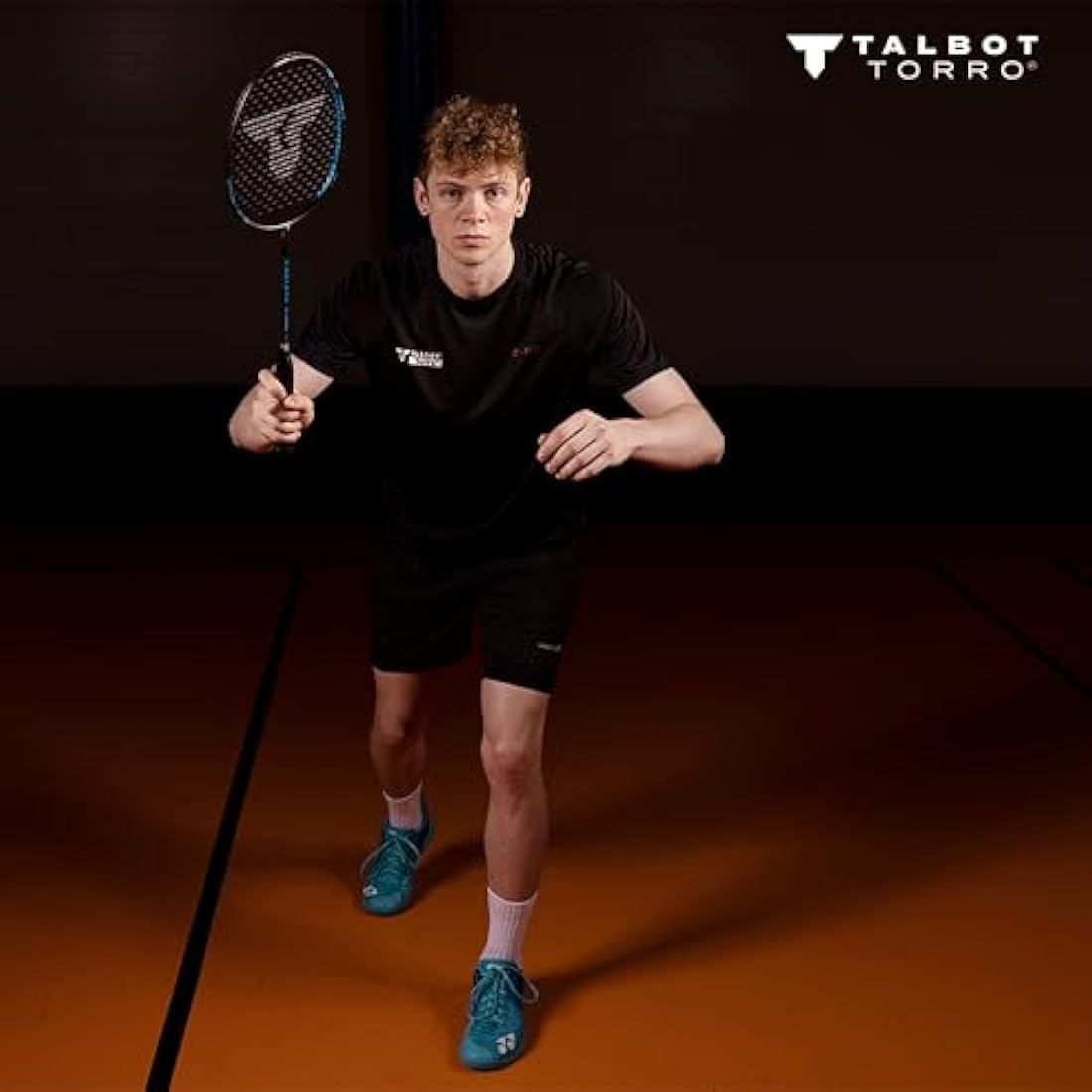 Talbot Torro Badmintonschläger Isoforce 411 – 100% Graphit, Cyan/Schwarz