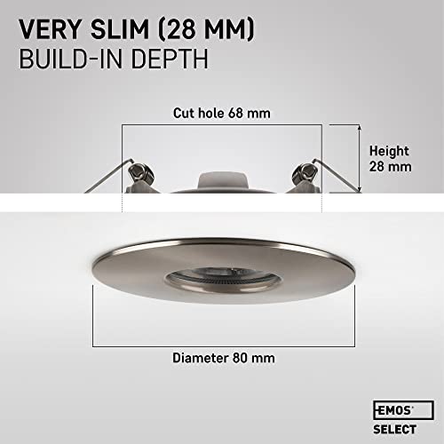 EMOS IP44 Waterproof LED Recessed Downlights - 5W Warm White, Pack of 12