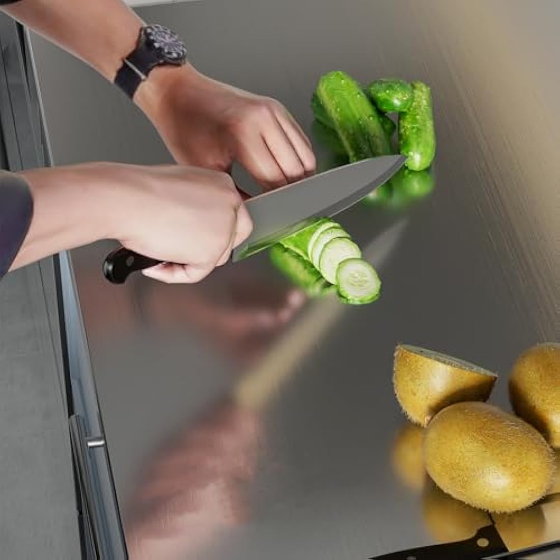 uyoyous Large Stainless Steel Cutting Board | 80x50cm Pastry Board
