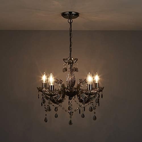 Jolof Store 5-Light Chrome Chandelier | Smoked Acrylic Ceiling Pendant
