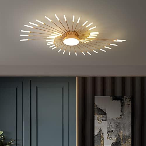 Modern LED Firework Ceiling Light | 43-Head Gold Flush Mount