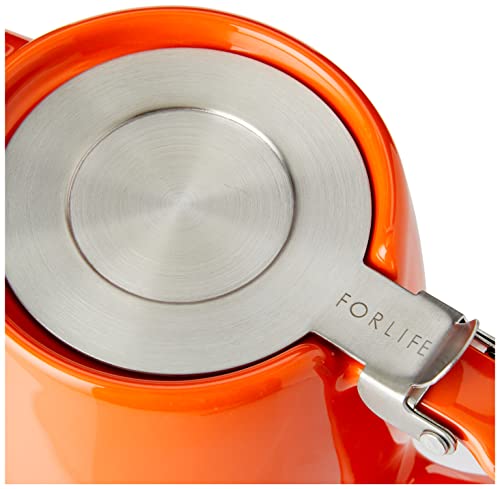 Forlife Stump Ceramic Teapot with Infuser, 18 oz, Carrot Orange