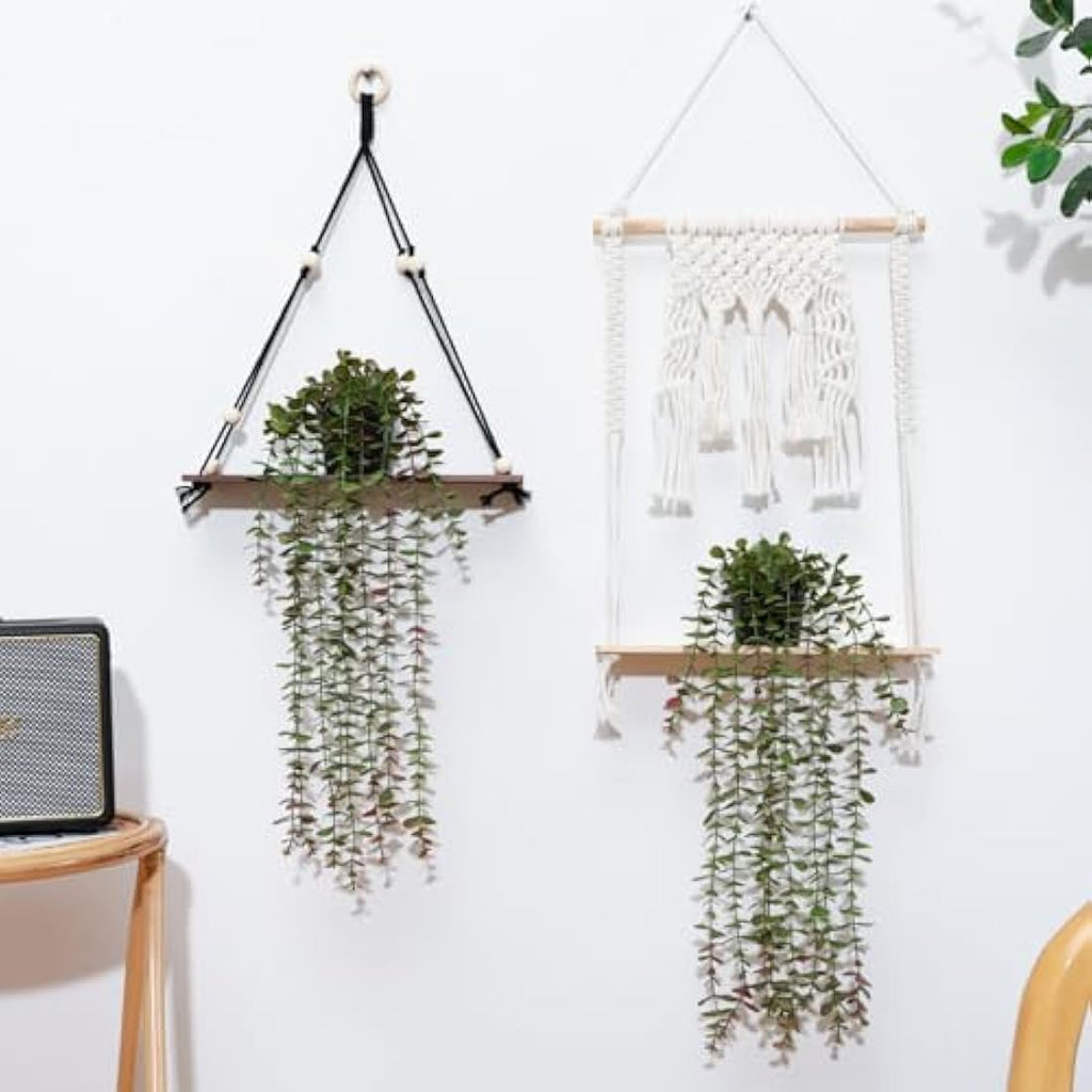Veryhome 2-Pack Artificial Hanging Eucalyptus Plants in Pots – Green