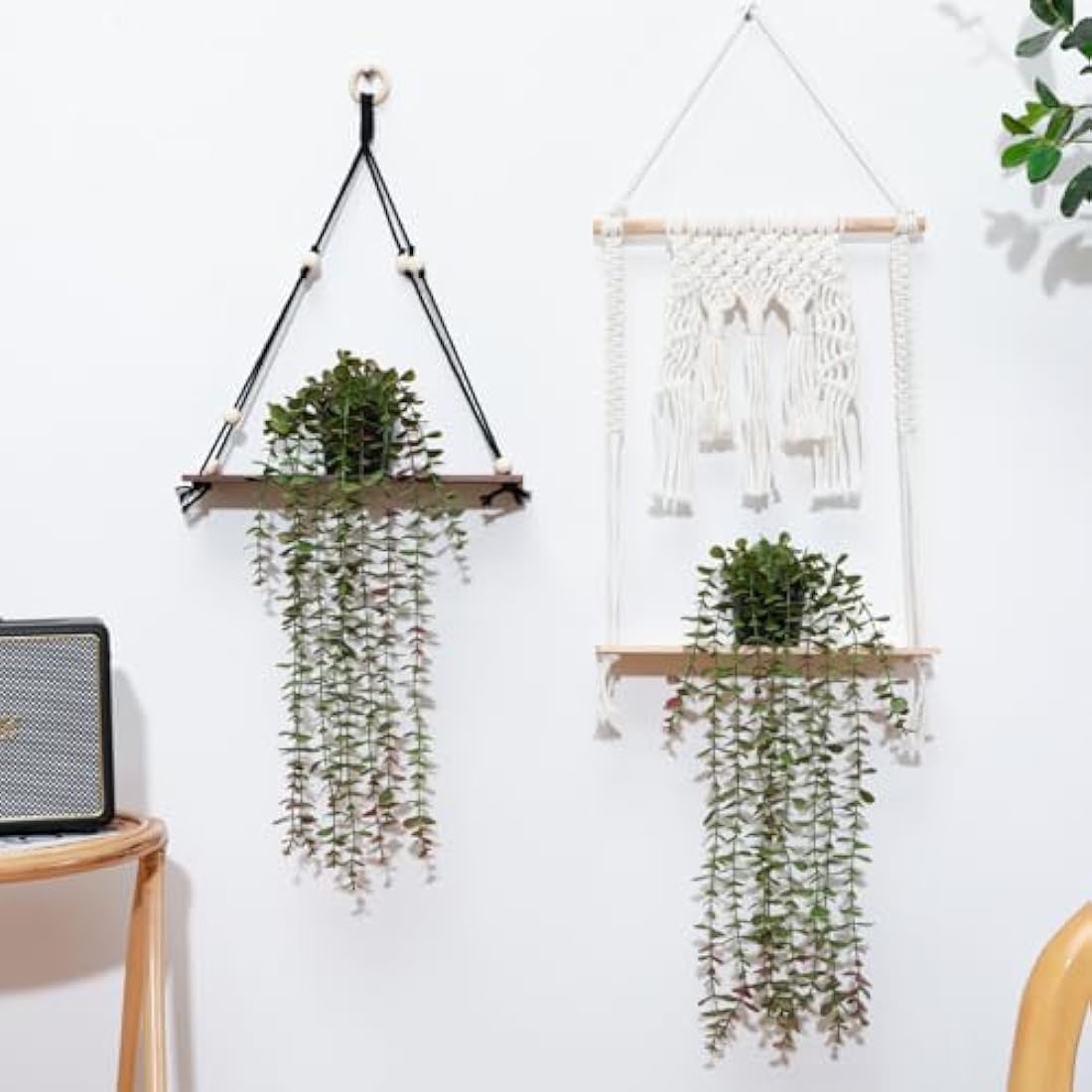 Veryhome 2-Pack Artificial Hanging Eucalyptus Plants in Pots – Green