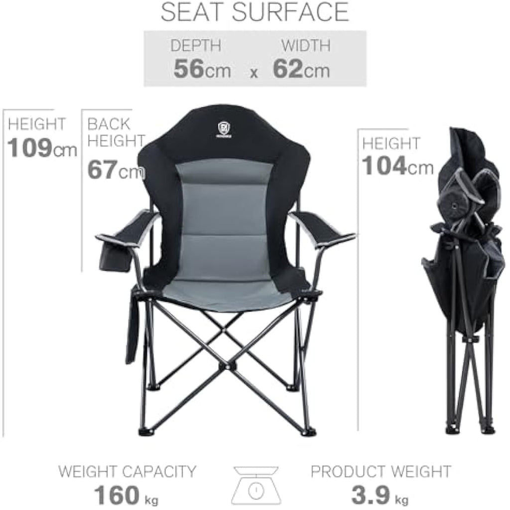 Ever Advanced Heavy Duty Folding Camping Chair | 160kg Oversized Seat