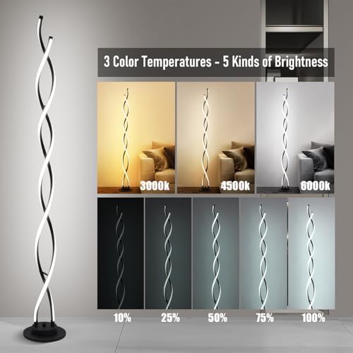 AManLife LED Floor Lamp – Dimmable Spiral Standing Lamp with Remote