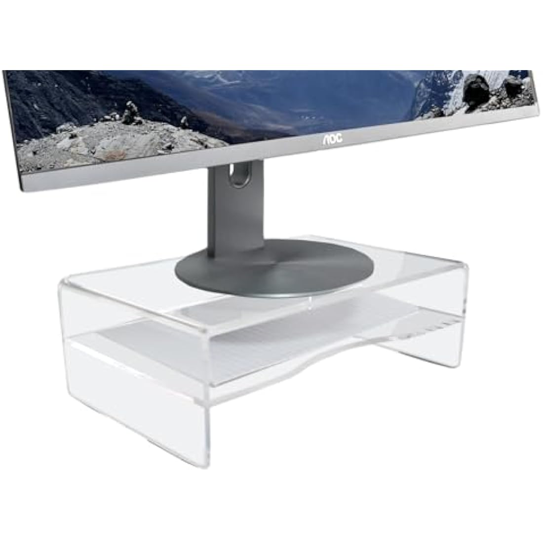 Desq Acrylic Monitor Stand with Letter Tray – Clear Ergonomic Riser