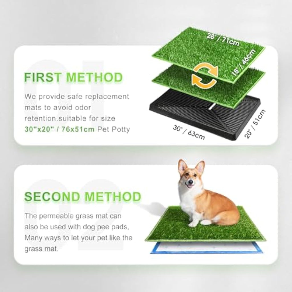 Hompet Dog Grass Pee Pads – 28x18 Artificial Turf Potty Mats, 2-Pack