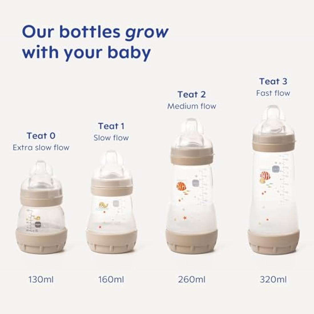 MAM Easy Start Anti-Colic Baby Bottles | 260ml Self-Sterilising | Blue 3-Pack