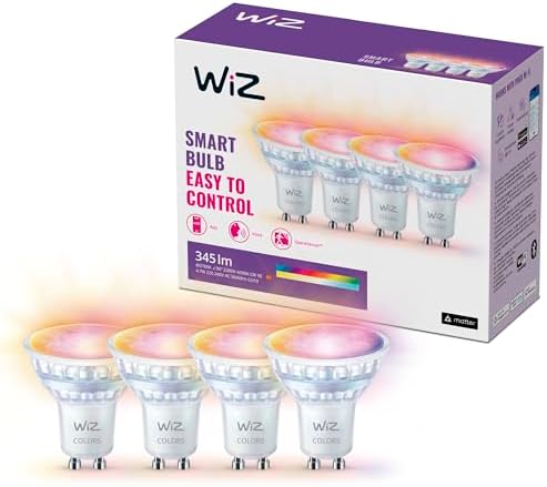 WiZ Smart LED GU10 Glass Bulb – Color Changing & Motion Sensing, 4 Pack