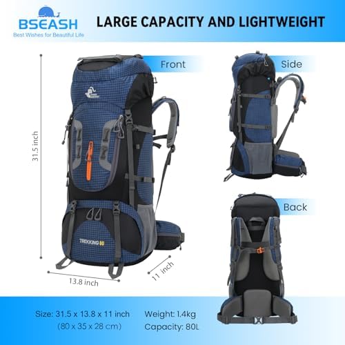 80L Waterproof Hiking Backpack – Large Camping Rucksack