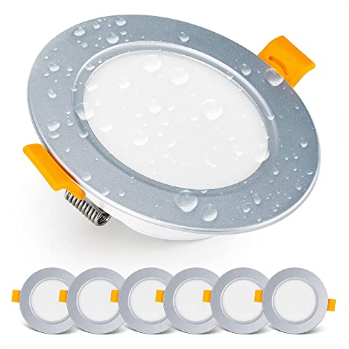 EMOS LED Recessed Downlights – IP54 Waterproof Bathroom Spotlights, Set of 6