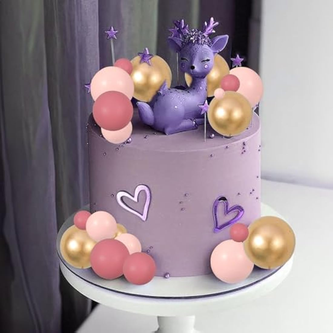 Gyufise 30Pcs Pink Gold Ball Cake Toppers – Foam Balloon Cupcake Decor