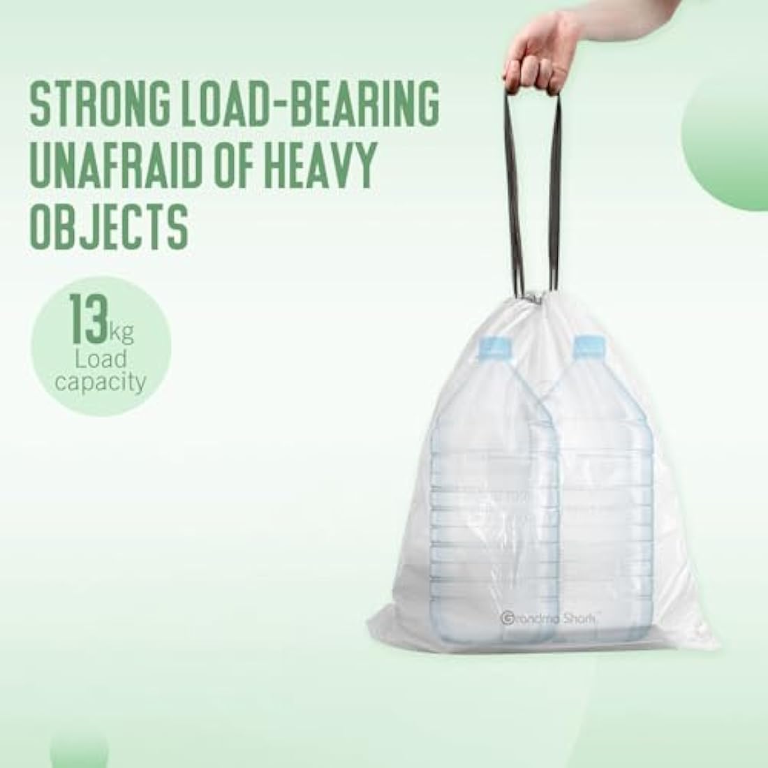 Grandma Shark 10-15L Bin Bags | Strong Drawstring Trash Liners (60 Pack)
