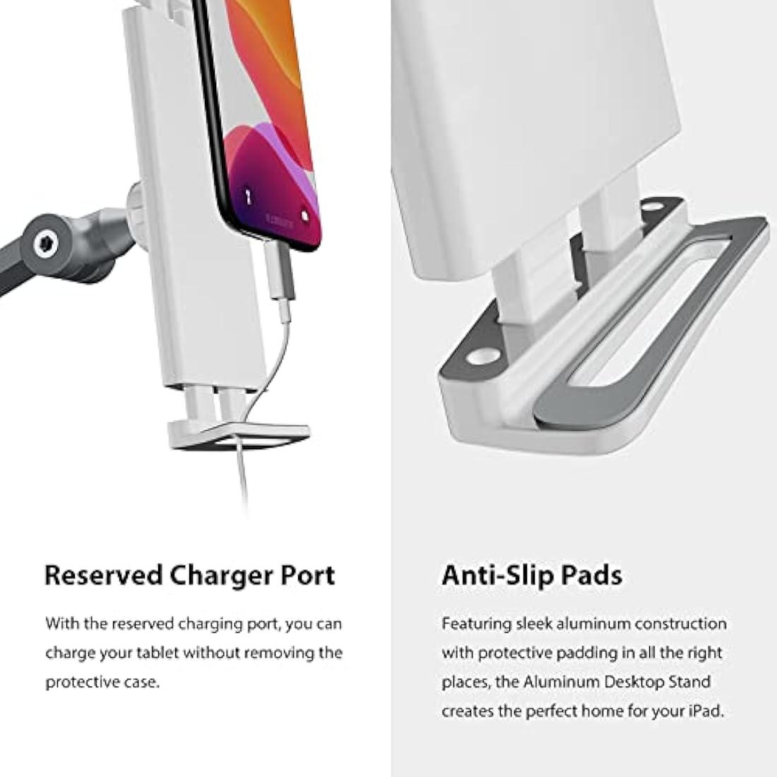 BEWISER Aluminum iPad Desk Mount – Adjustable Tablet Arm for 4.7-15.6" (Grey)