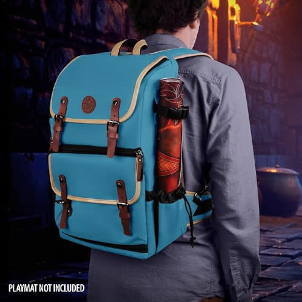 ENHANCE Trading Card Backpack – TCG Deck Box & Playmat Storage (Blue)