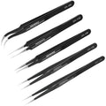 Jolof Store 5PCS Precision Tweezers – Anti-Static Stainless Steel Set