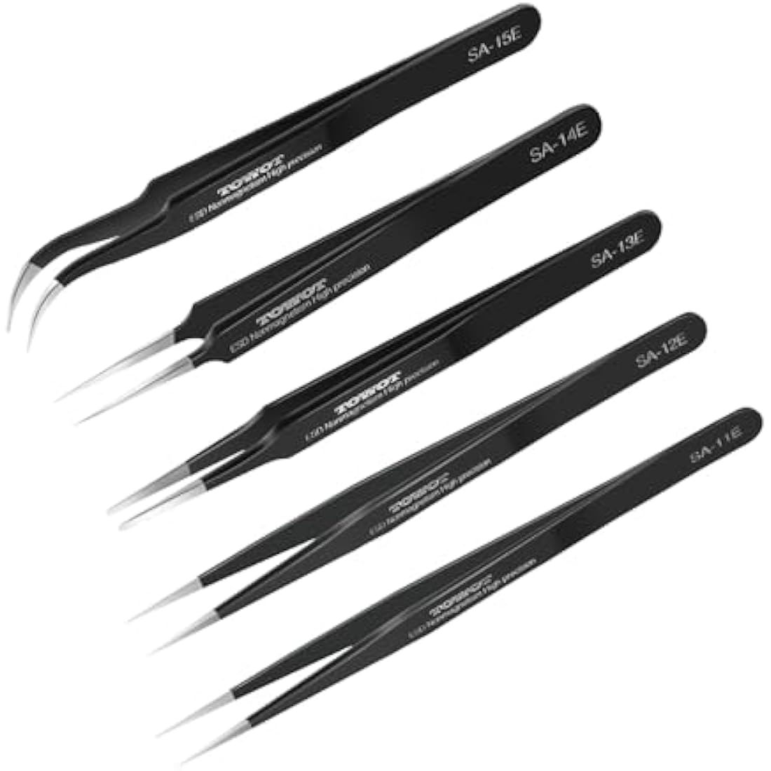 Jolof Store 5PCS Precision Tweezers – Anti-Static Stainless Steel Set