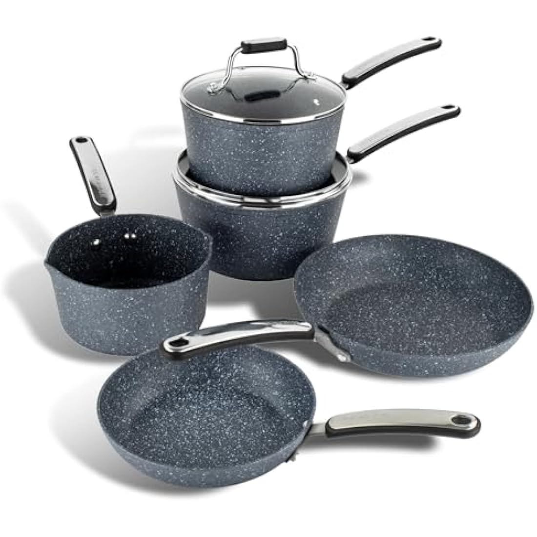 Scoville Neverstick+ 5 Piece Non-Stick Cookware Set | Grey Aluminium