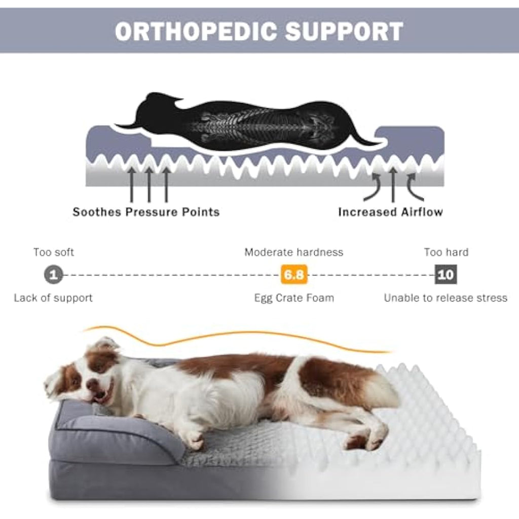 JOEJOY Orthopedic Memory Foam Dog Bed - Large Washable Pet Sofa